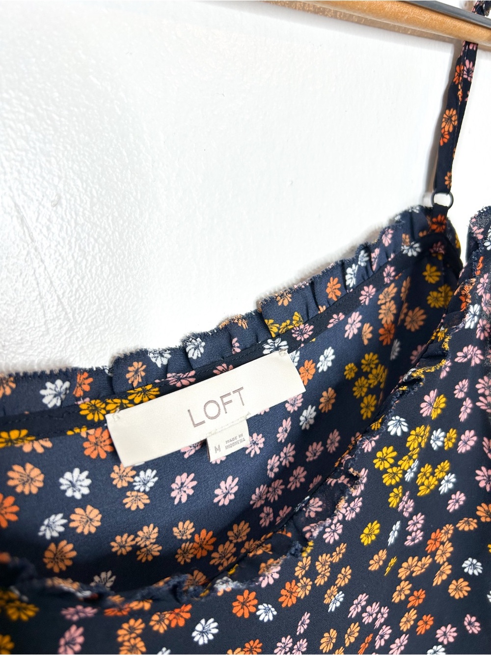 LOFT Navy Floral Spaghetti Strap Tank Top - Picture 4 of 6